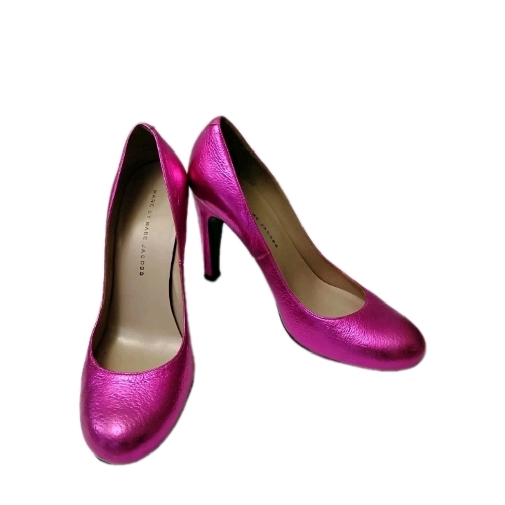 Marc by Marc Jacobs Pink Fuschia Metallic Heels Women's Size 38.5 US 8
